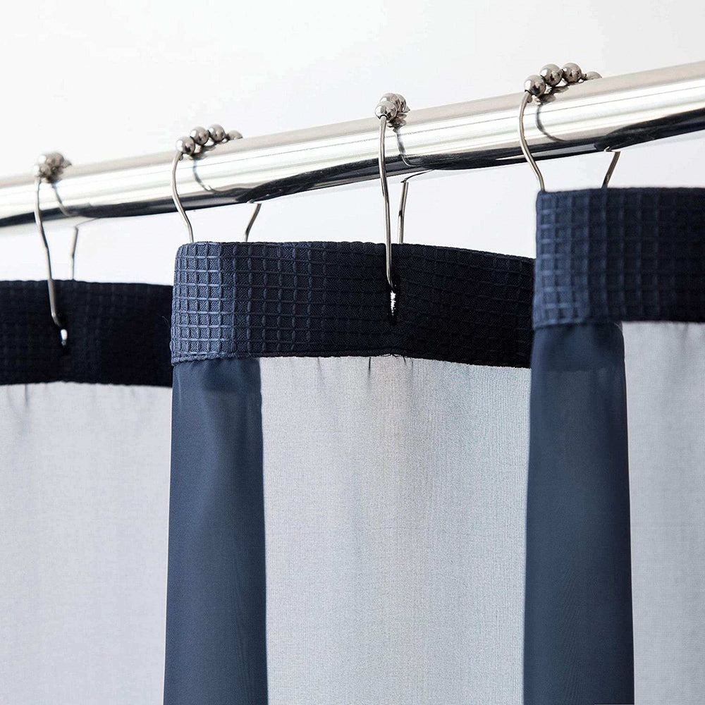 Navy Modern Grid Shower Curtain and Liner Set - Homeroots - Flyclothing LLC