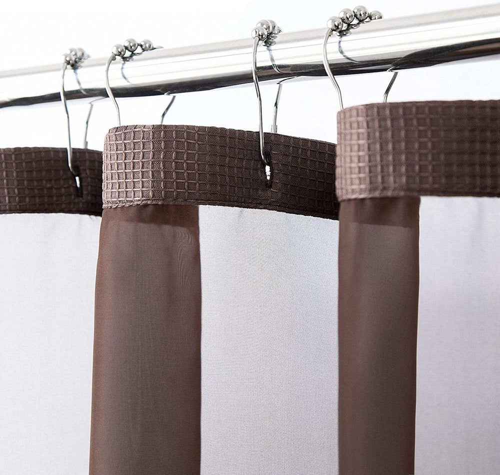 Brown Modern Grid Shower Curtain and Liner Set - Homeroots - Flyclothing LLC