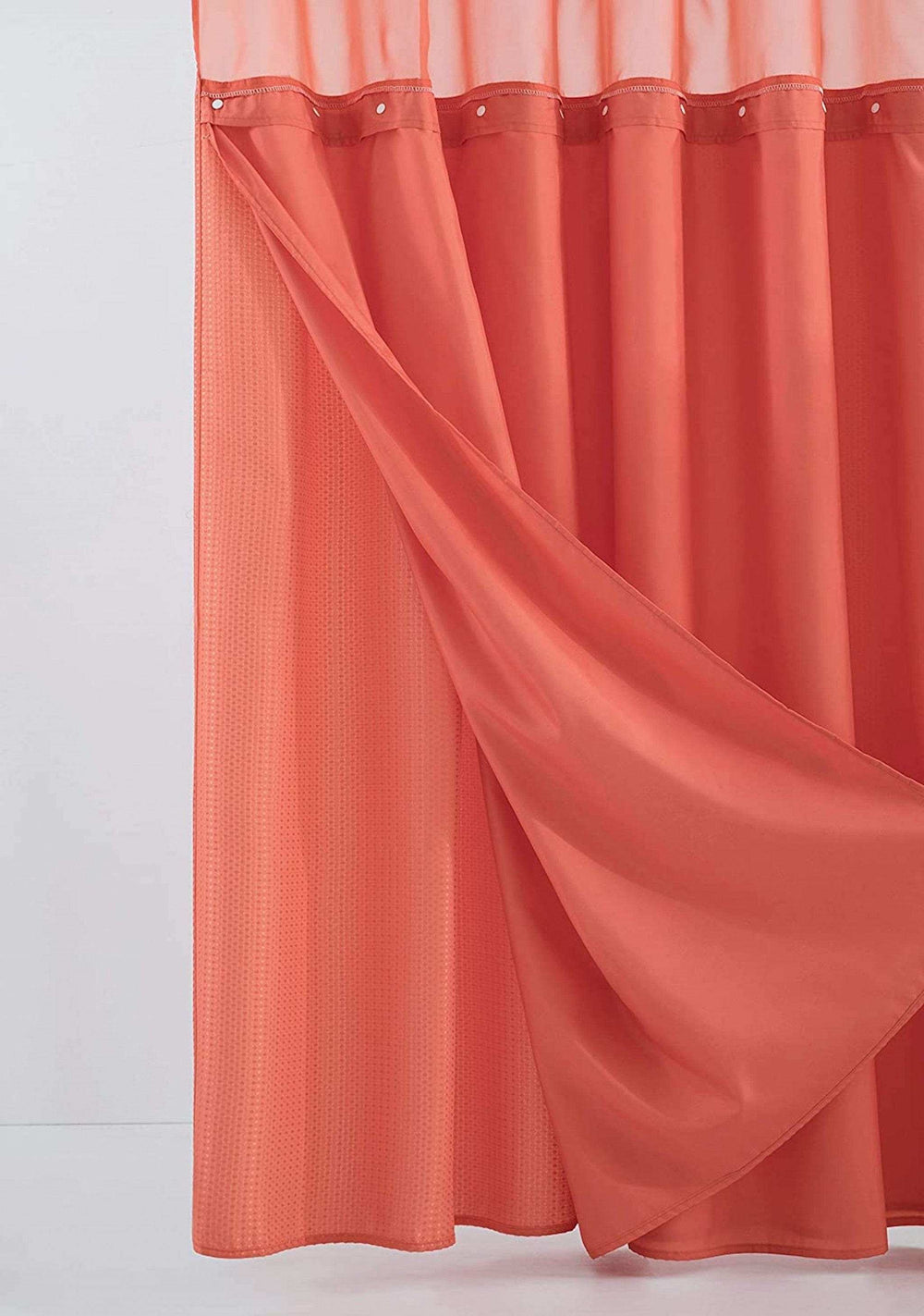 Coral Sheer and Grid Shower Curtain and Liner Set - Homeroots - Flyclothing LLC