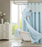 Light Blue Sheer and Grid Shower Curtain and Liner Set - Homeroots - Flyclothing LLC