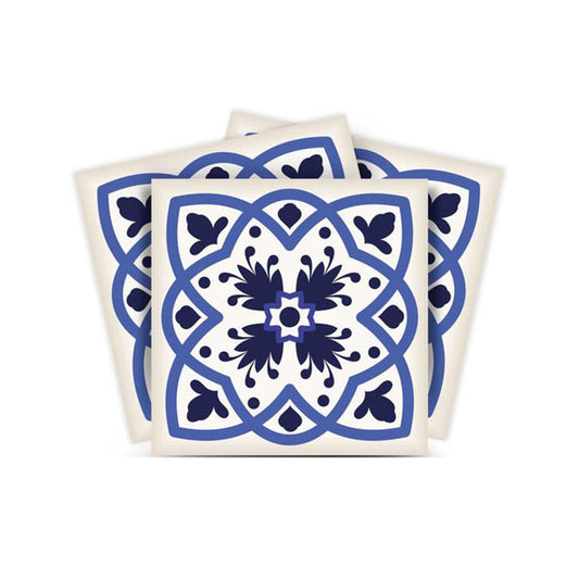 5" X 5" Blue And White Mosaic Peel And Stick Removable Tiles - Homeroots