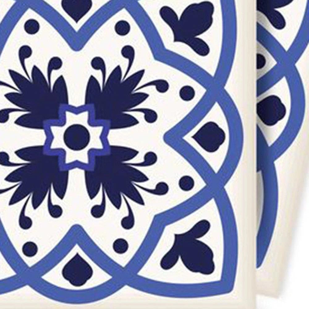 7" X 7" Blue And White Mosaic Peel And Stick Removable Tiles - Homeroots - Flyclothing LLC