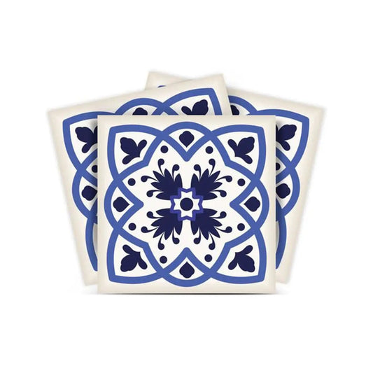 8" X 8" Blue And White Mosaic Peel And Stick Removable Tiles - Homeroots