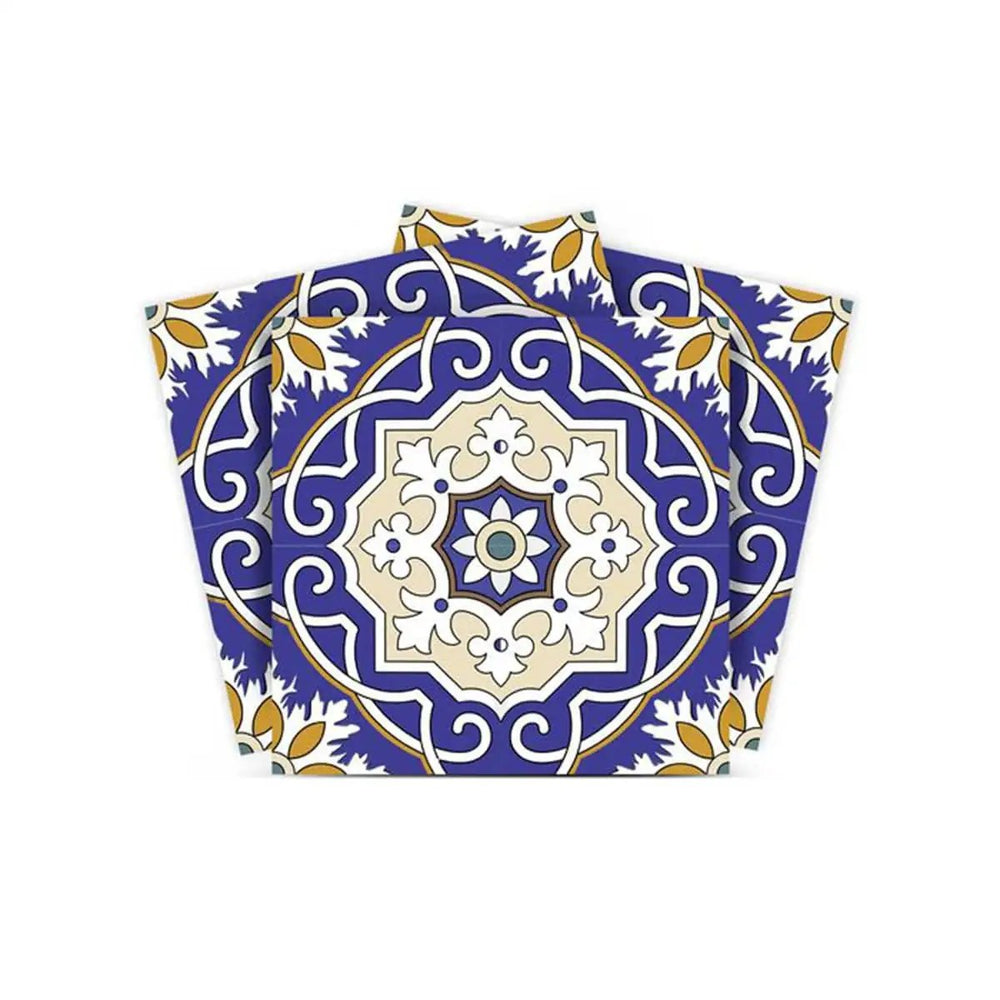 4" X 4" Blue White and Gold Mosaic Removable Tiles - Homeroots