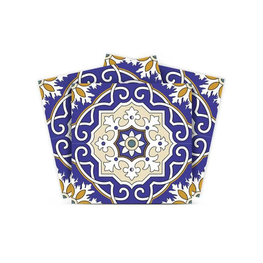 4" X 4" Blue White and Gold Mosaic Removable Tiles - Homeroots