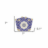 7" X 7" Blue White and Gold Mosaic Removable Tiles - Homeroots