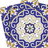 8" X 8" Blue White and Gold Mosaic Removable Tiles - Homeroots