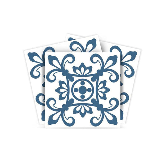 4" X 4" Teal And White Mosaic Peel And Stick Removable Tiles - Homeroots