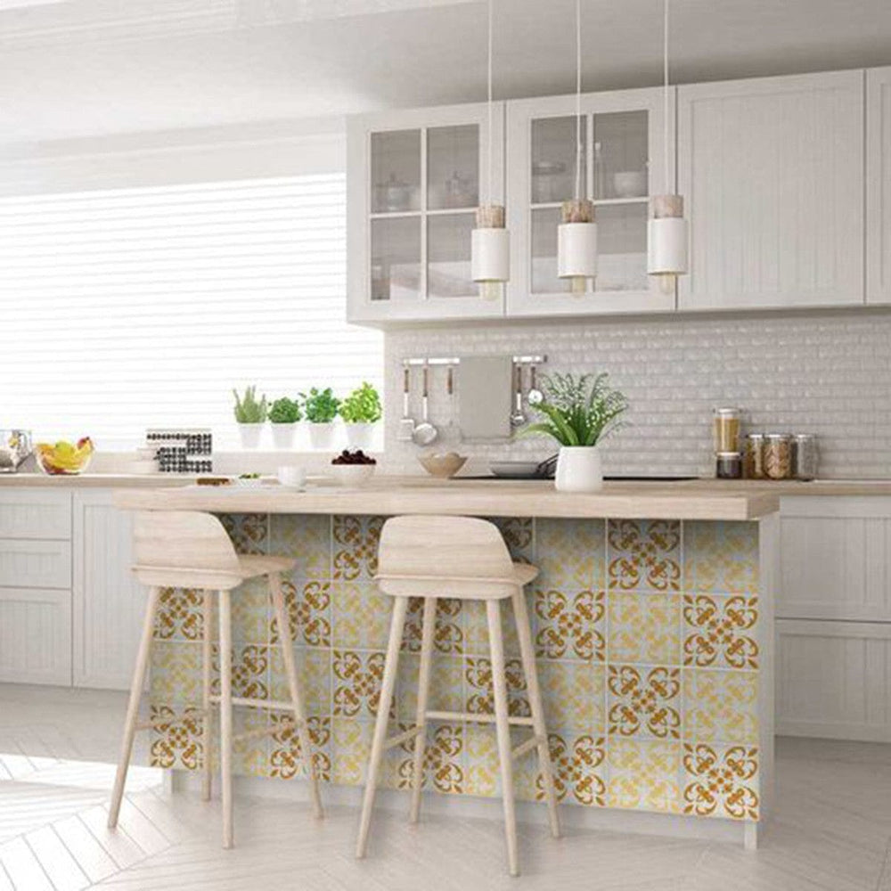 4" X 4" Golden Yellow Retro Peel And Stick Removable Tiles - Homeroots