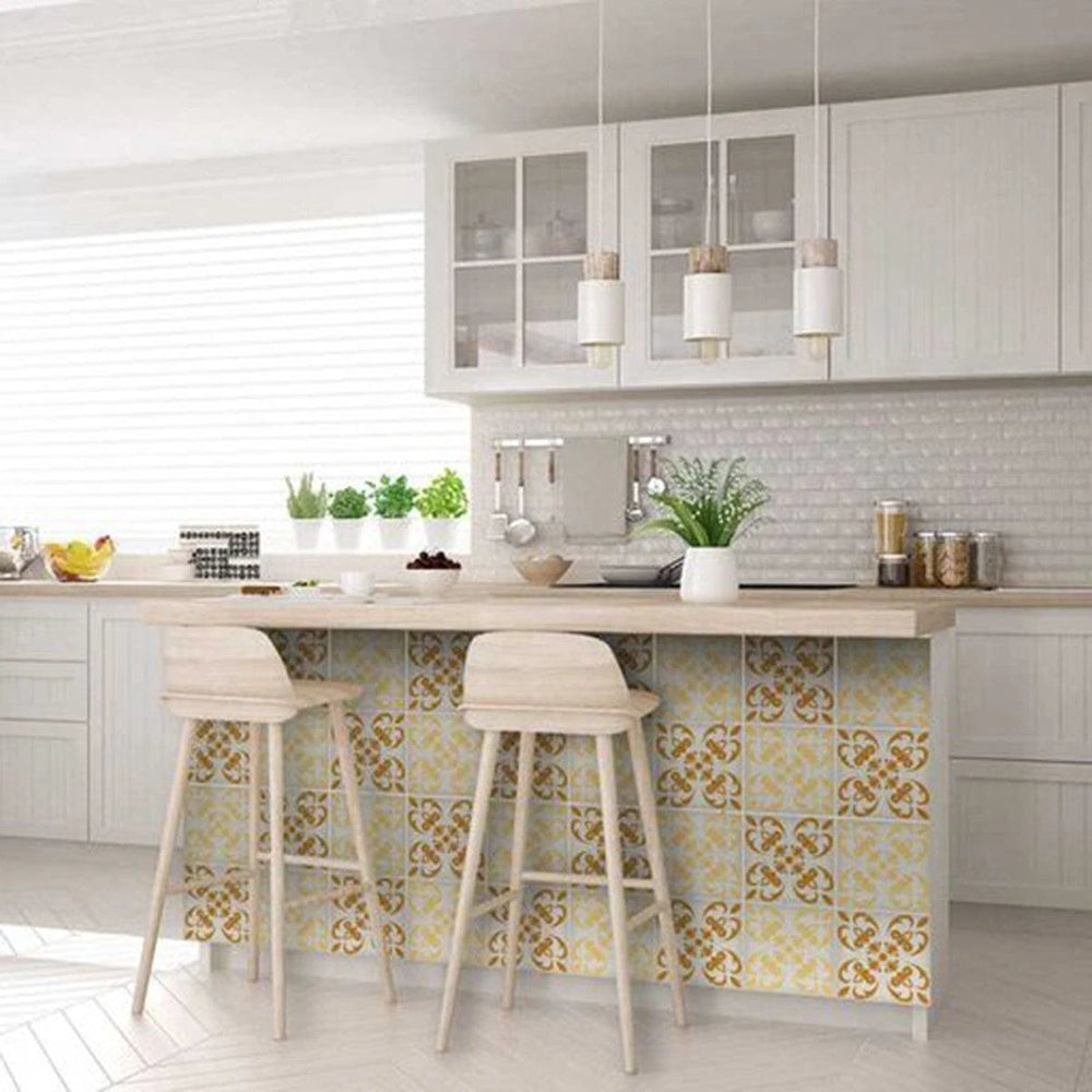 5" X 5" Golden Yellow Retro Peel And Stick Removable Tiles - Homeroots