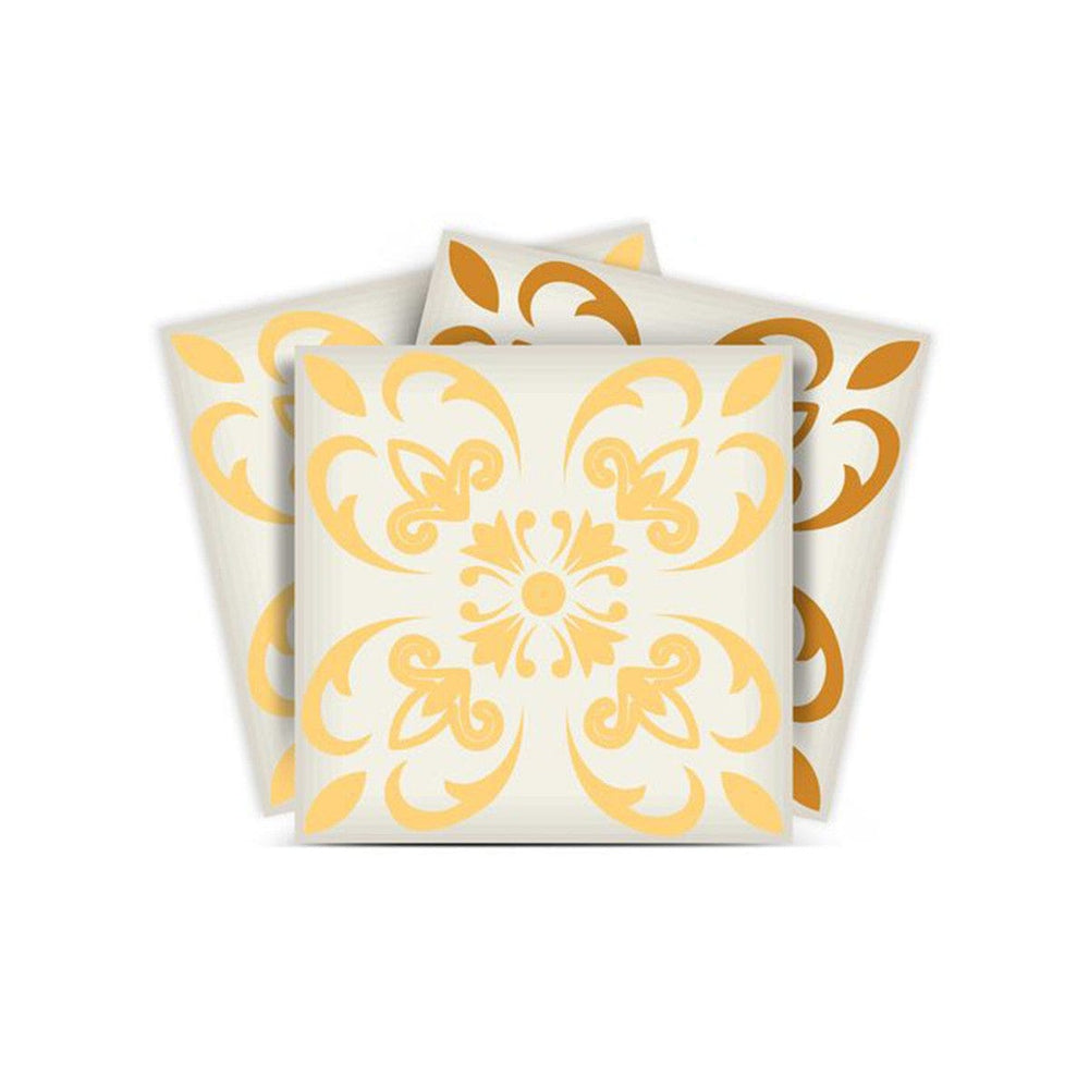 5" X 5" Golden Yellow Retro Peel And Stick Removable Tiles - Homeroots