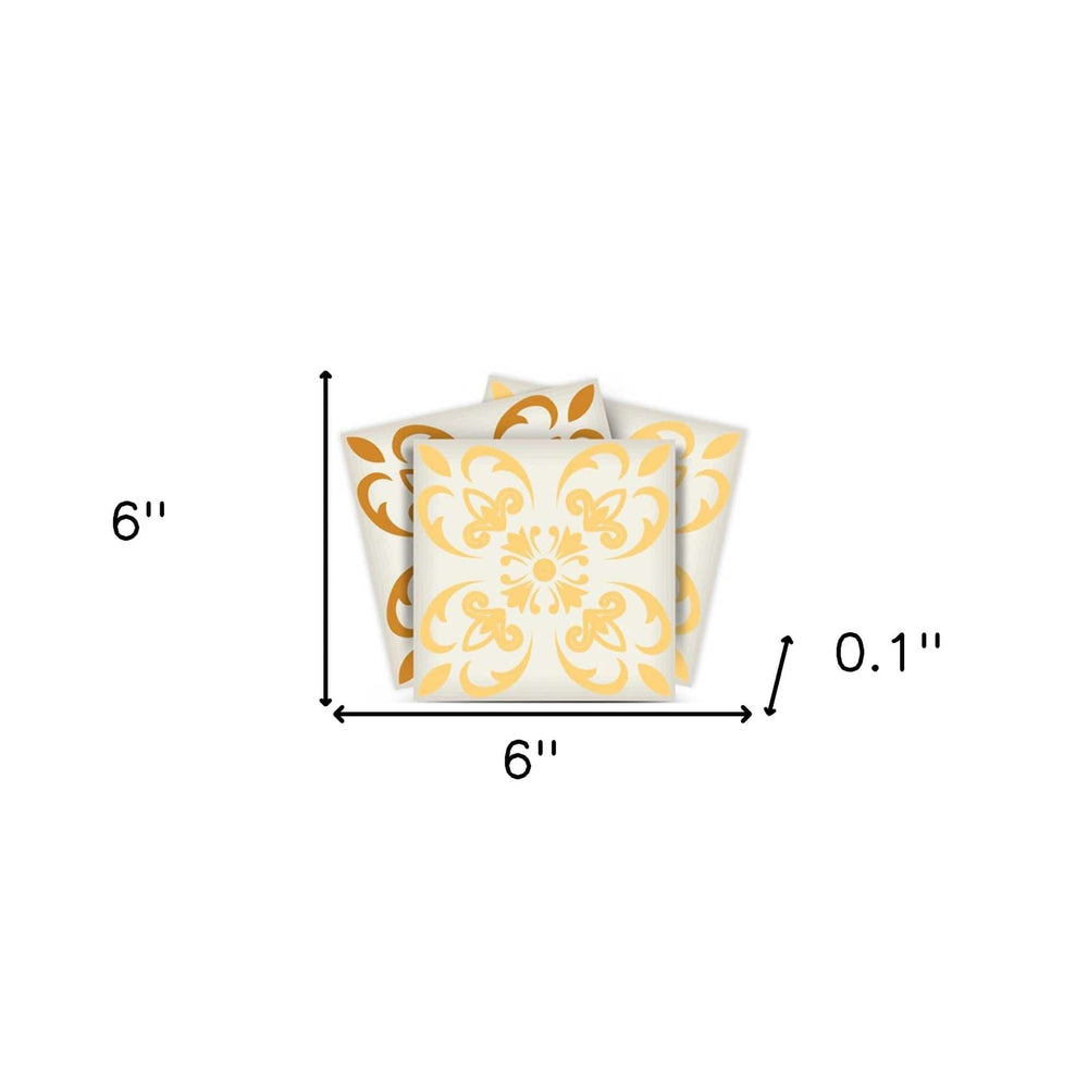 6" X 6" Golden Yellow Retro Peel And Stick Removable Tiles - Homeroots