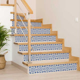4" X 4" Tulipa Blue and White Peel and Stick Removable Tiles - Homeroots - Flyclothing LLC