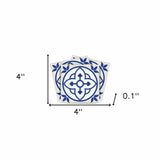 4" X 4" Tulipa Blue and White Peel and Stick Removable Tiles - Homeroots - Flyclothing LLC