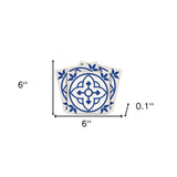 6" X 6" Tulipa Blue and White Peel and Stick Removable Tiles - Homeroots - Flyclothing LLC