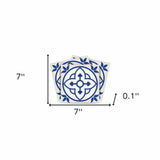 7" X 7" Tulipa Blue and White Peel and Stick Removable Tiles - Homeroots - Flyclothing LLC