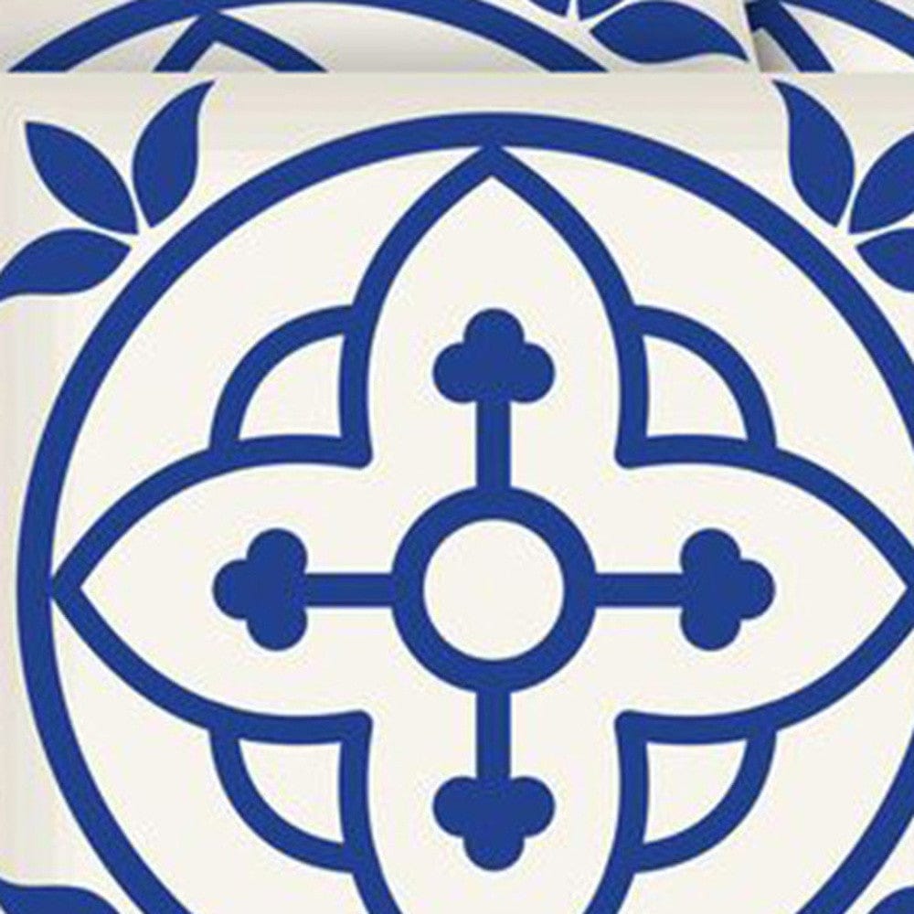 7" X 7" Tulipa Blue and White Peel and Stick Removable Tiles - Homeroots - Flyclothing LLC