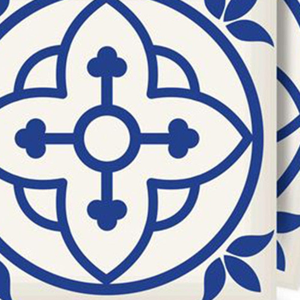 8" X 8" Tulipa Blue and White Peel and Stick Removable Tiles - Homeroots - Flyclothing LLC