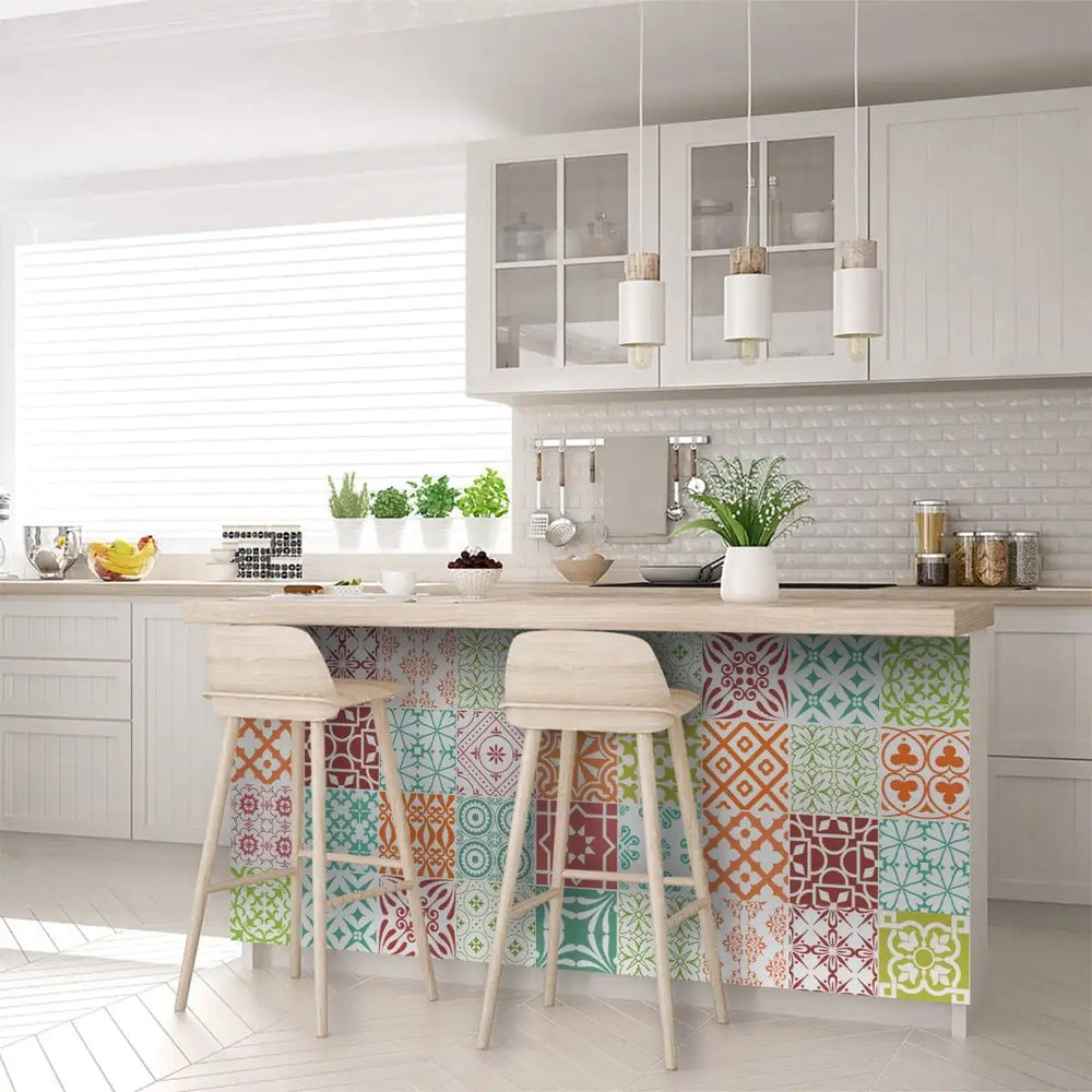 5" X 5" Muted Brights Mosaic Peel and Stick Removable Tiles - Homeroots - Flyclothing LLC