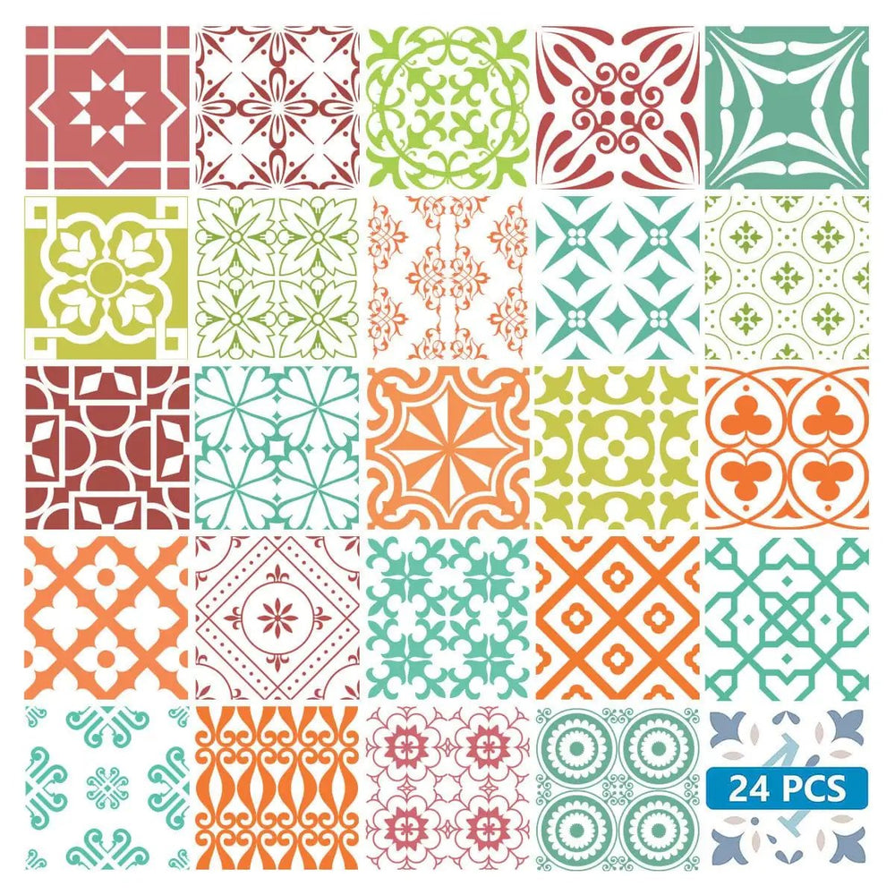 7" X 7" Muted Brights Mosaic Peel and Stick Removable Tiles - Homeroots - Flyclothing LLC