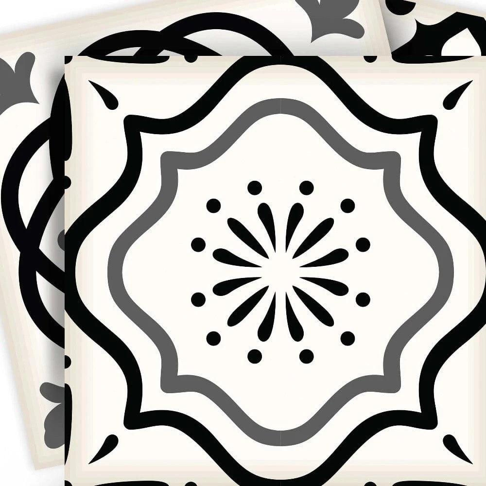 4" X 4" Black and White Multi Peel and Stick Removable Tiles - Homeroots