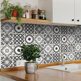 6" X 6" Black and White Multi Peel and Stick Removable Tiles - Homeroots