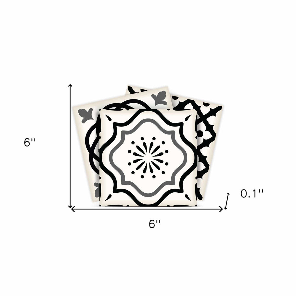6" X 6" Black and White Multi Peel and Stick Removable Tiles - Homeroots