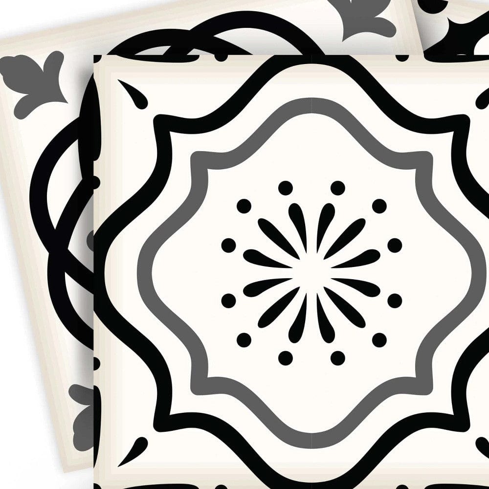 7" X 7" Black and White Multi Peel and Stick Removable Tiles - Homeroots