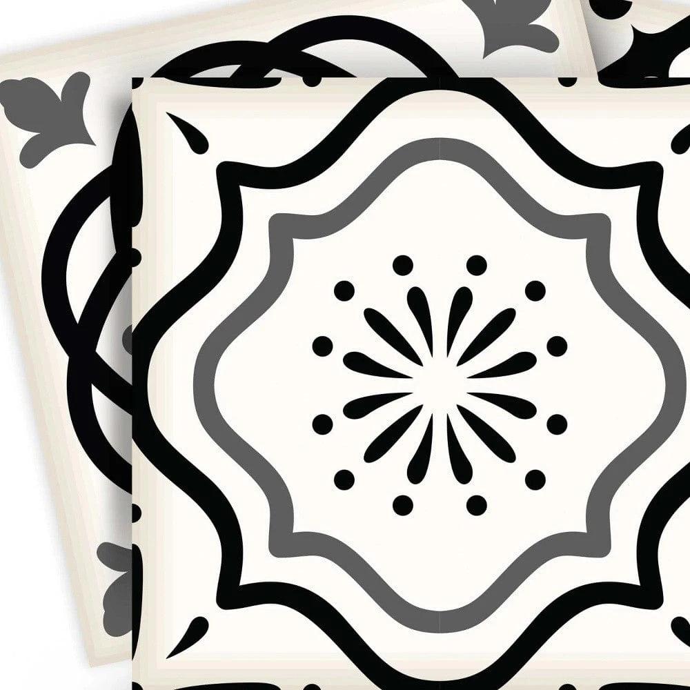 8" X 8" Black and White Multi Peel and Stick Removable Tiles - Homeroots