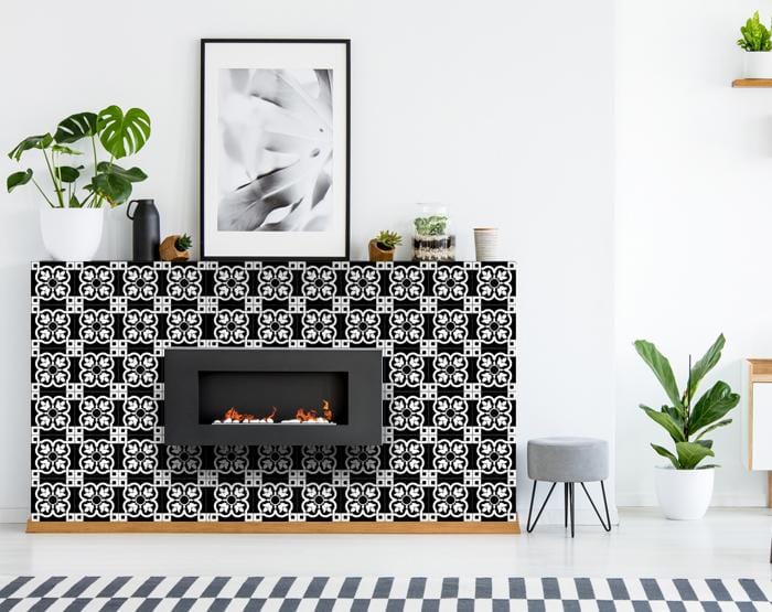 4" X 4" Black and White Stark Peel and Stick Removable Tiles - Homeroots
