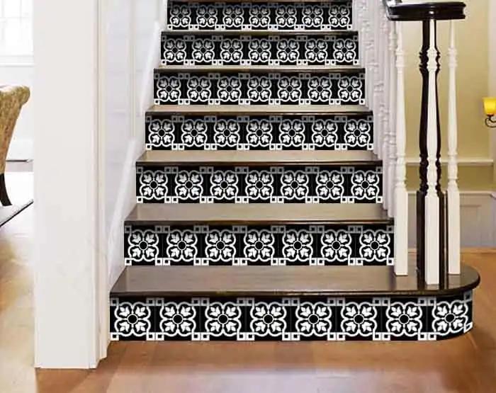 6" X 6" Black and White Stark Peel and Stick Removable Tiles - Homeroots