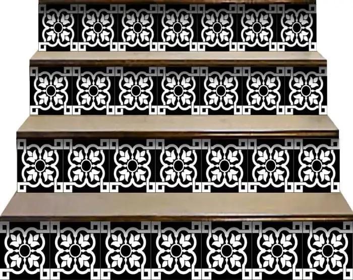 7" X 7" Black and White Stark Peel and Stick Removable Tiles - Homeroots