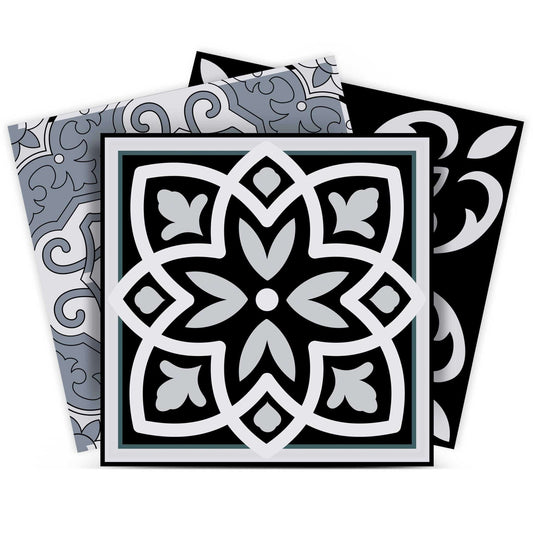 8" X 8" Black White and Gray Mosaic Peel and Stick Tiles - Homeroots