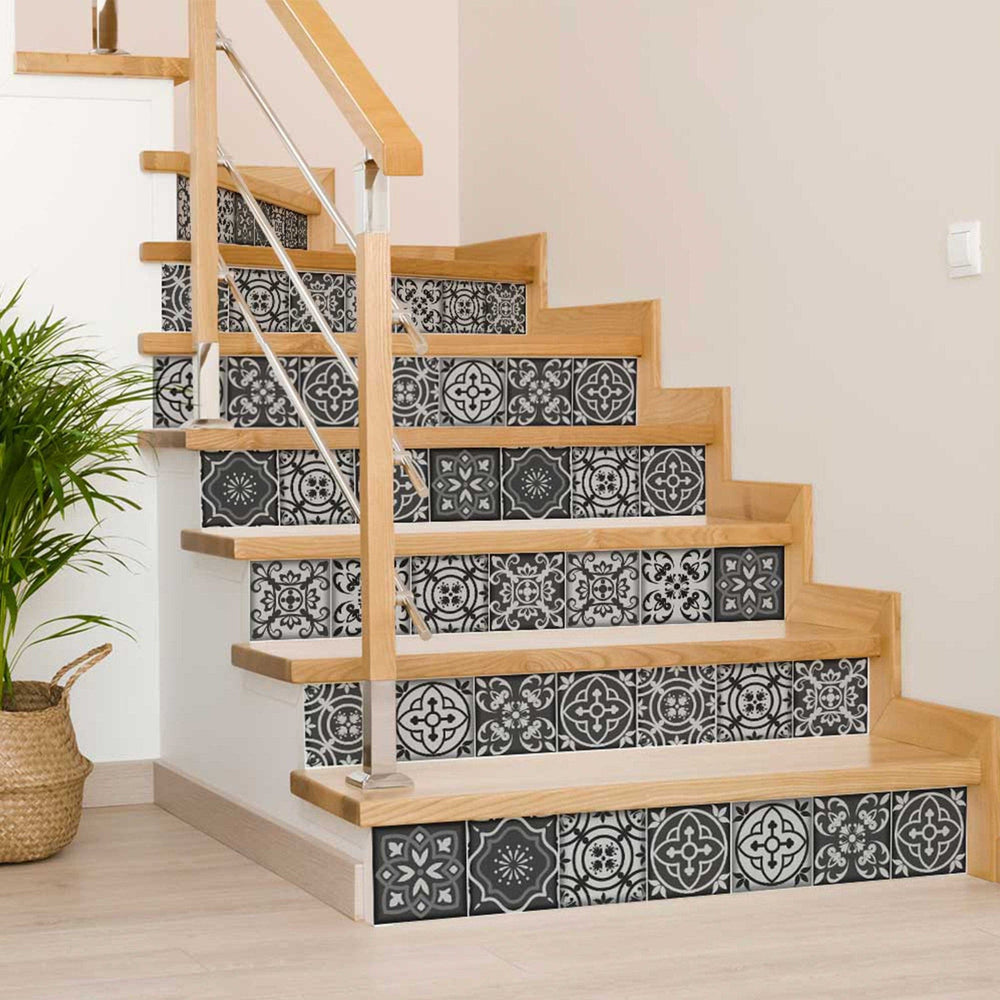 8" X 8" Gray and White Multi Peel and Stick Removable Tiles - Homeroots