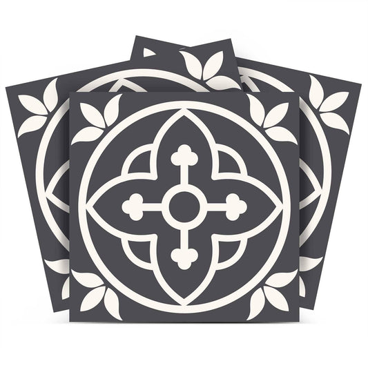 4" X 4" Tulipa Gray and White Peel and Stick Removable Tiles - Homeroots