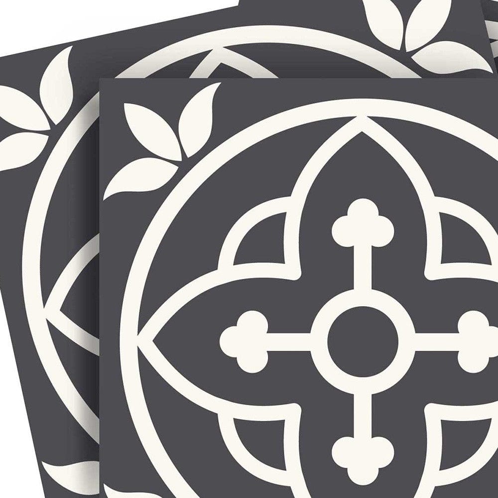 4" X 4" Tulipa Gray and White Peel and Stick Removable Tiles - Homeroots - Flyclothing LLC