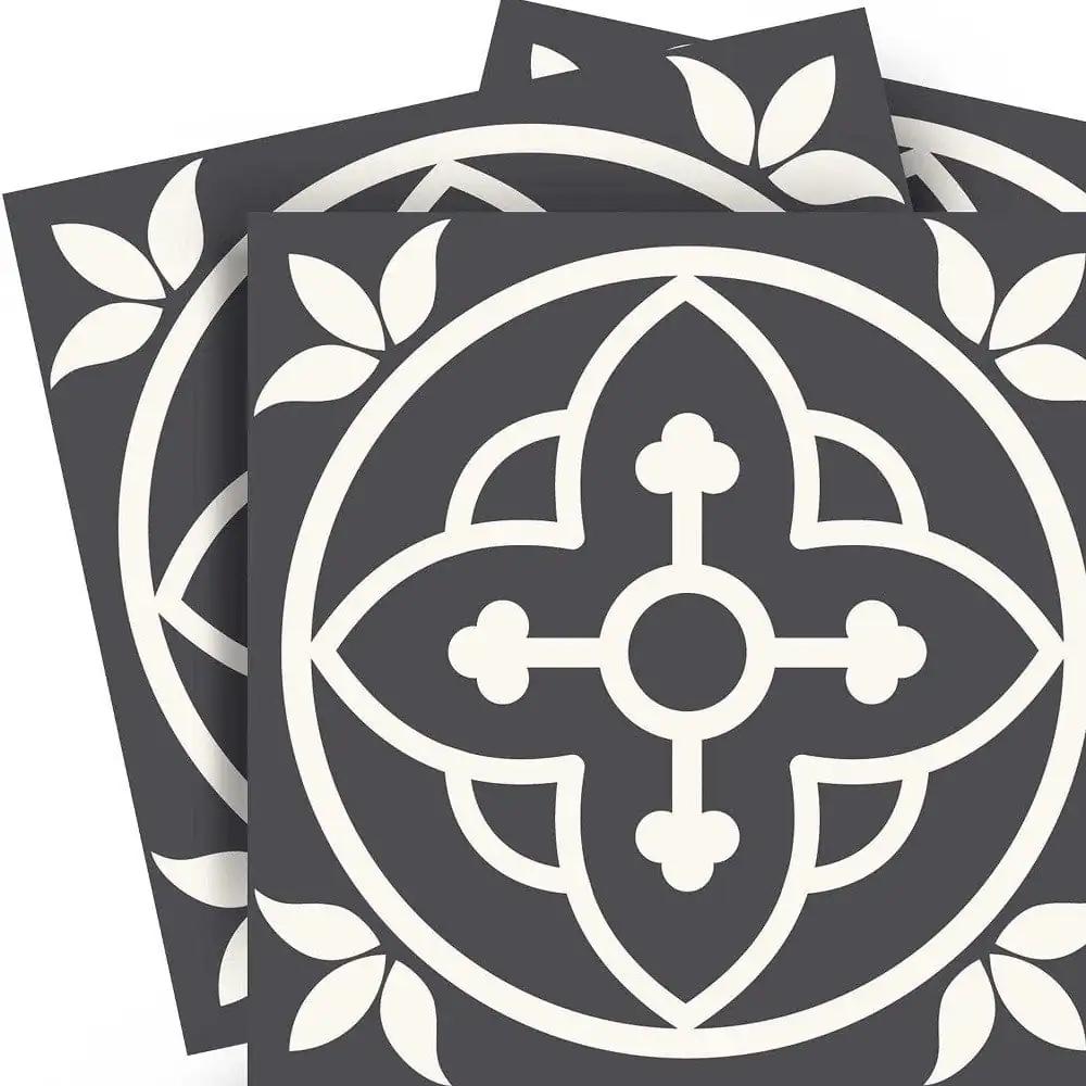 5" X 5" Tulipa Gray and White Peel and Stick Removable Tiles - Homeroots - Flyclothing LLC