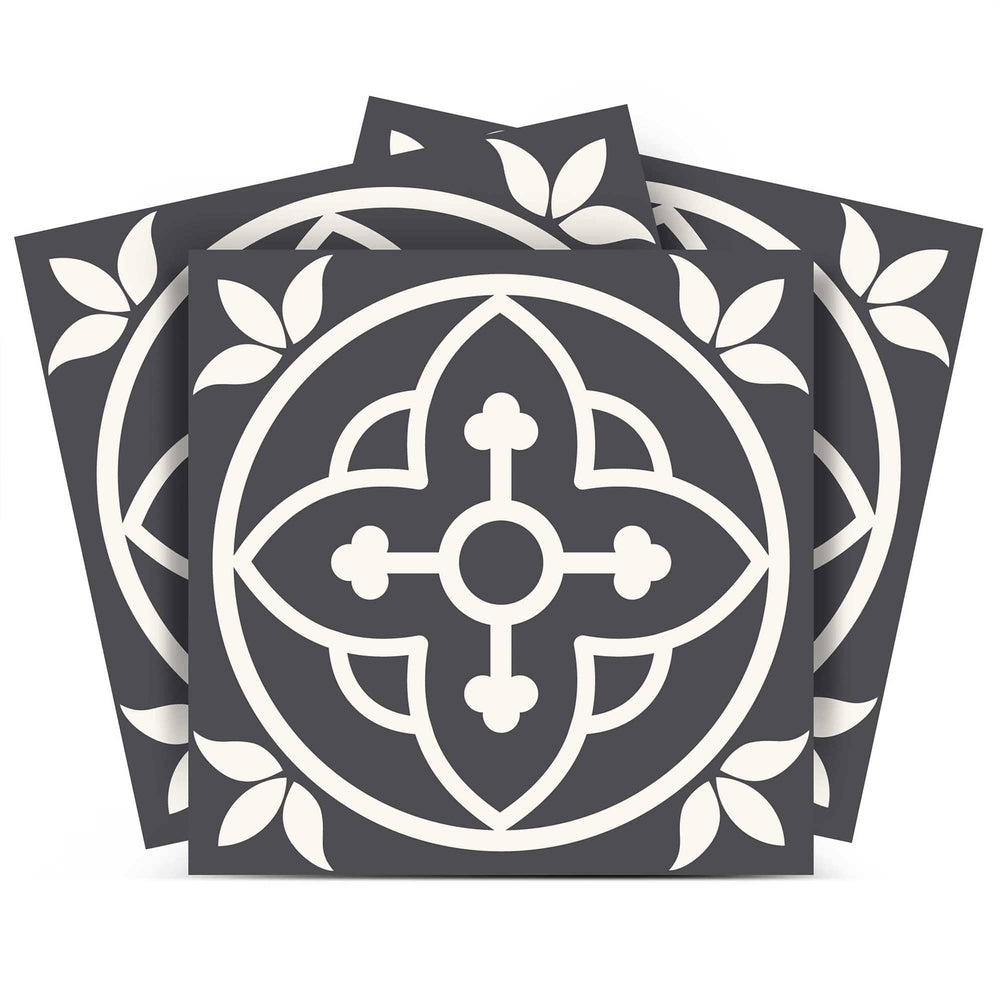 7" X 7" Tulipa Gray and White Peel and Stick Removable Tiles - Homeroots - Flyclothing LLC