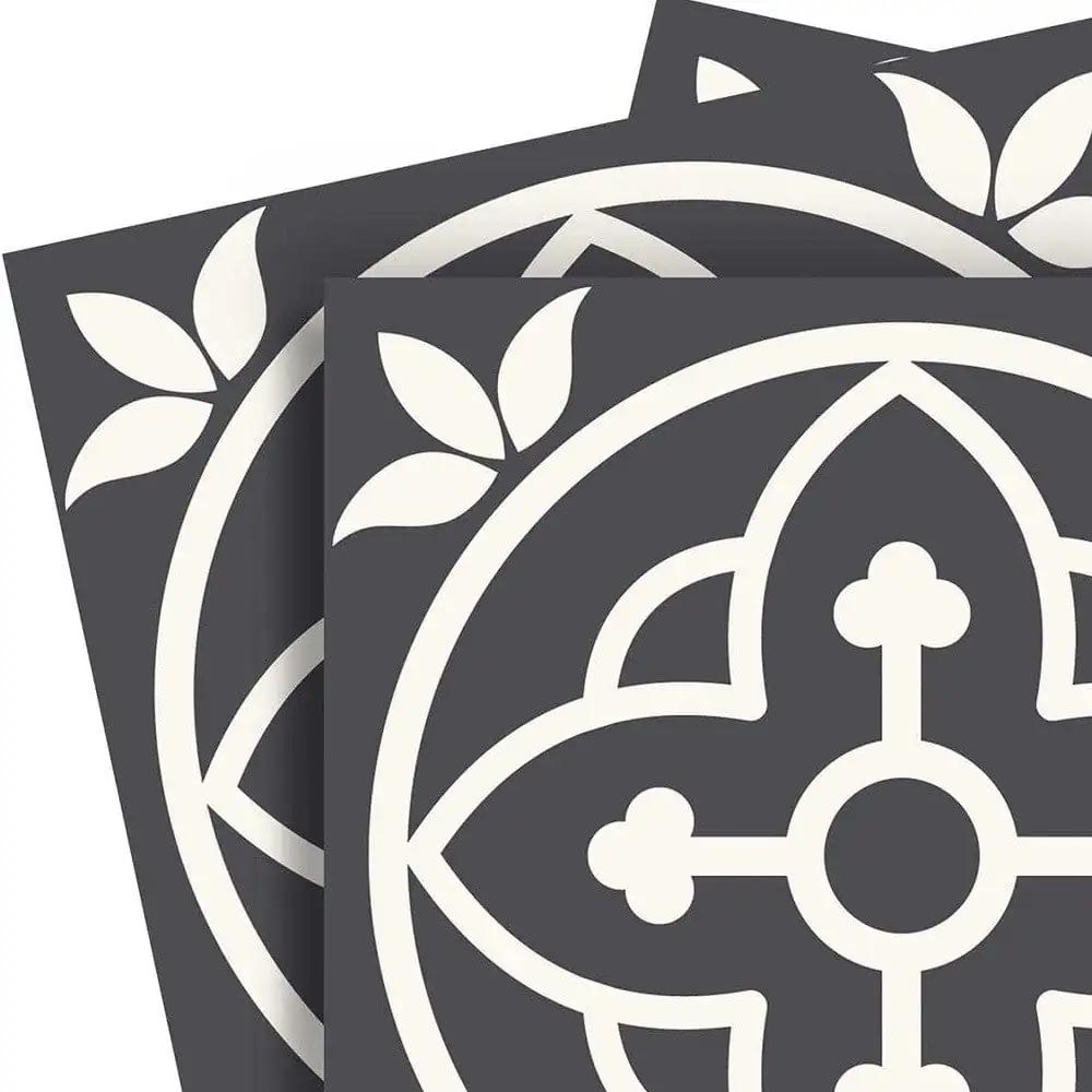 8" X 8" Tulipa Gray and White Peel and Stick Removable Tiles - Homeroots - Flyclothing LLC