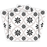 4" X 4" Black and White Lil Daisy Peel and Stick Removable Tiles - Homeroots