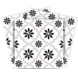 6" X 6" Black and White Lil Daisy Peel and Stick Removable Tiles - Homeroots