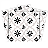 7" X 7" Black and White Lil Daisy Peel and Stick Removable Tiles - Homeroots