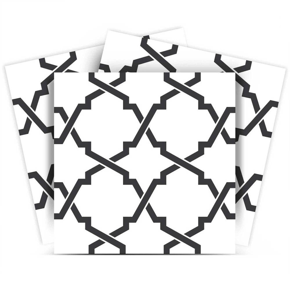 4" X 4" Black and White Prism Peel and Stick Removable Tiles - Homeroots