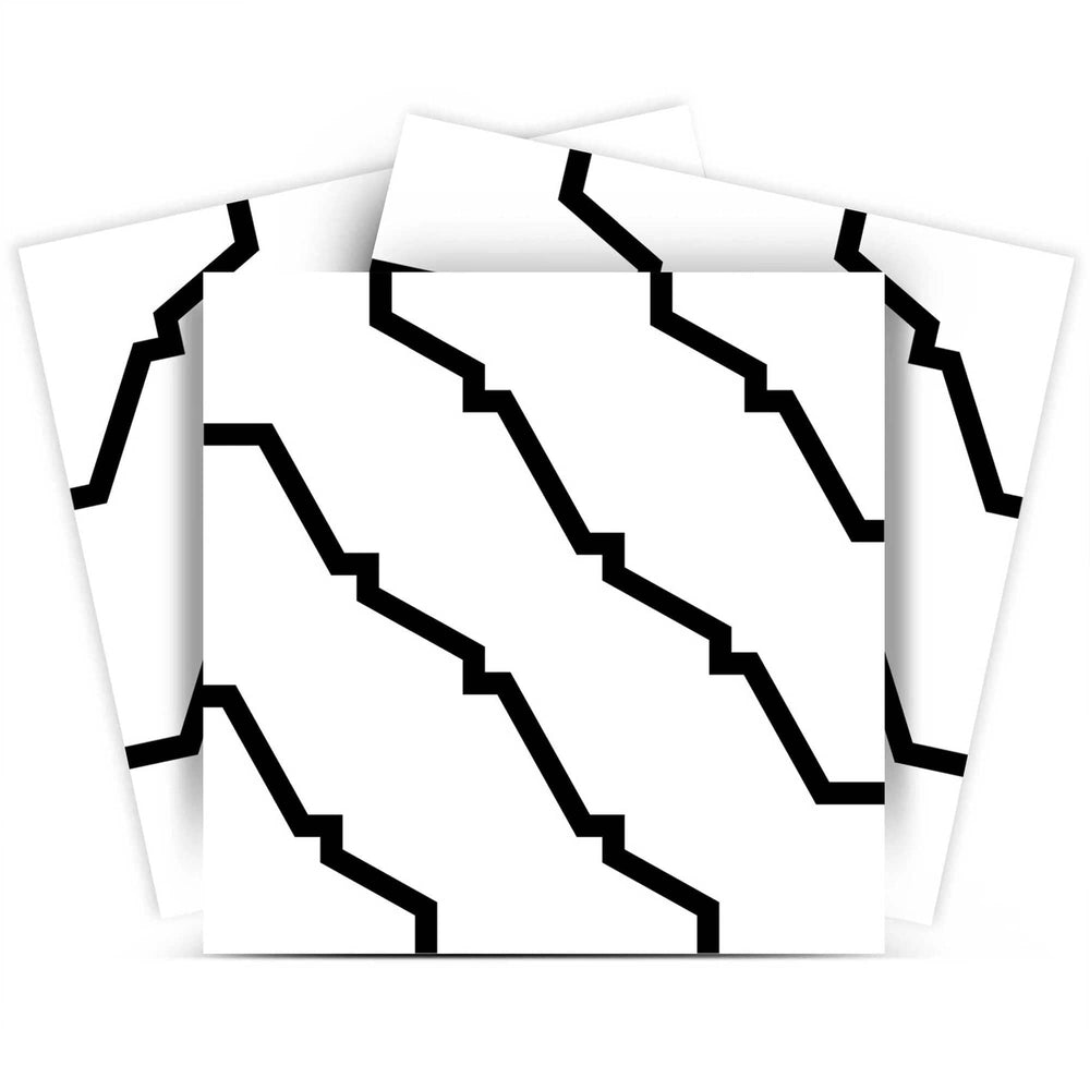 7" X 7" Black and White XL Prism Peel and Stick Removable Tiles - Homeroots