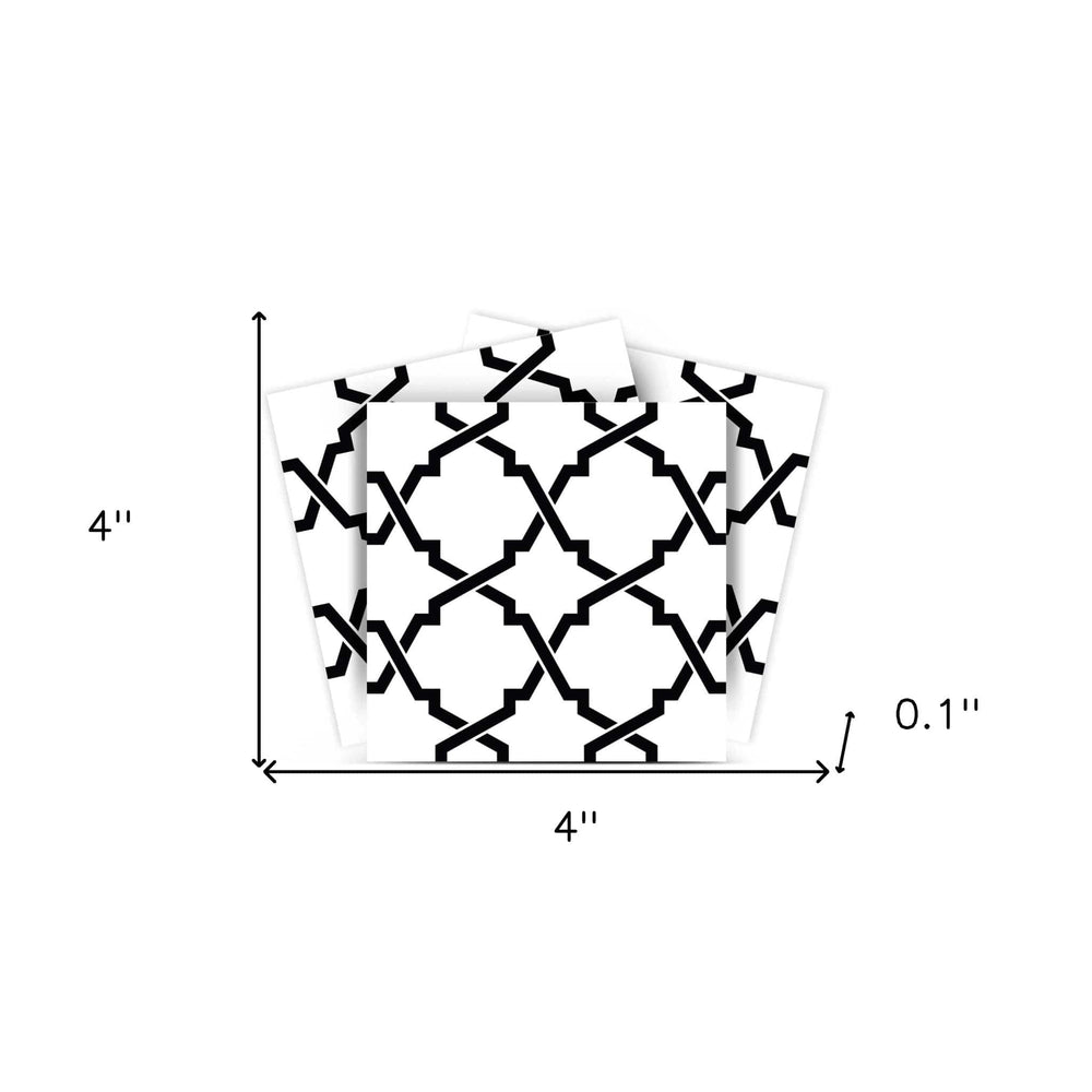 4" X 4" Black and White Quatrefoil Peel and Stick Tiles - Homeroots - Flyclothing LLC