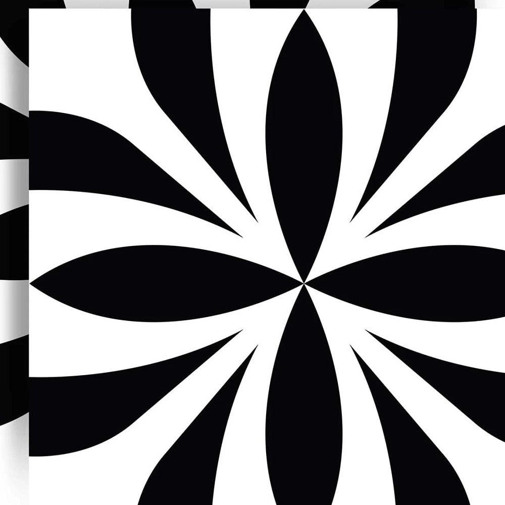 4" X 4" Black and White Colla Peel and Stick Removable Tiles - Homeroots
