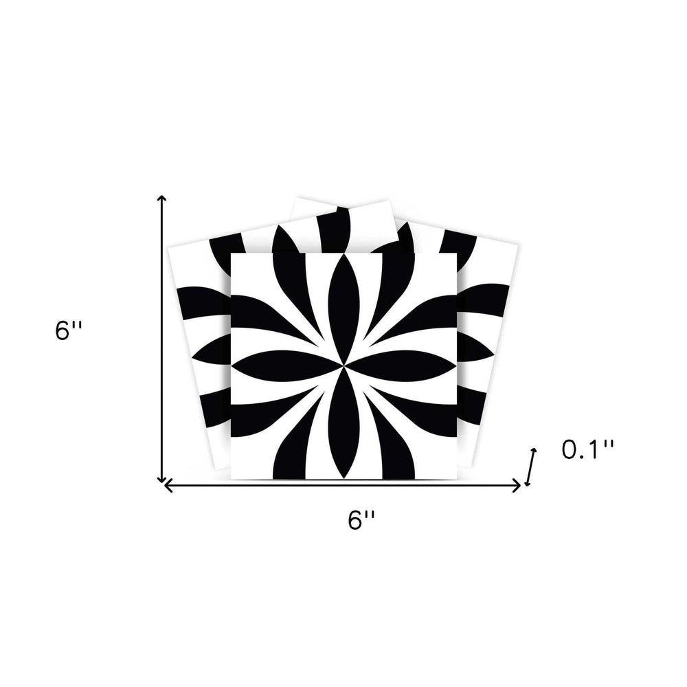 6" X 6" Black and White Colla Peel and Stick Removable Tiles - Homeroots