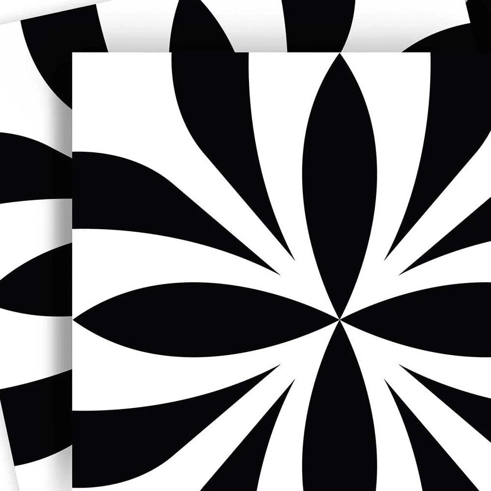 6" X 6" Black and White Colla Peel and Stick Removable Tiles - Homeroots