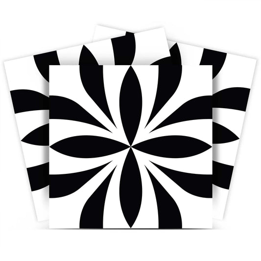 8" X 8" Black and White Colla Peel and Stick Removable Tiles - Homeroots