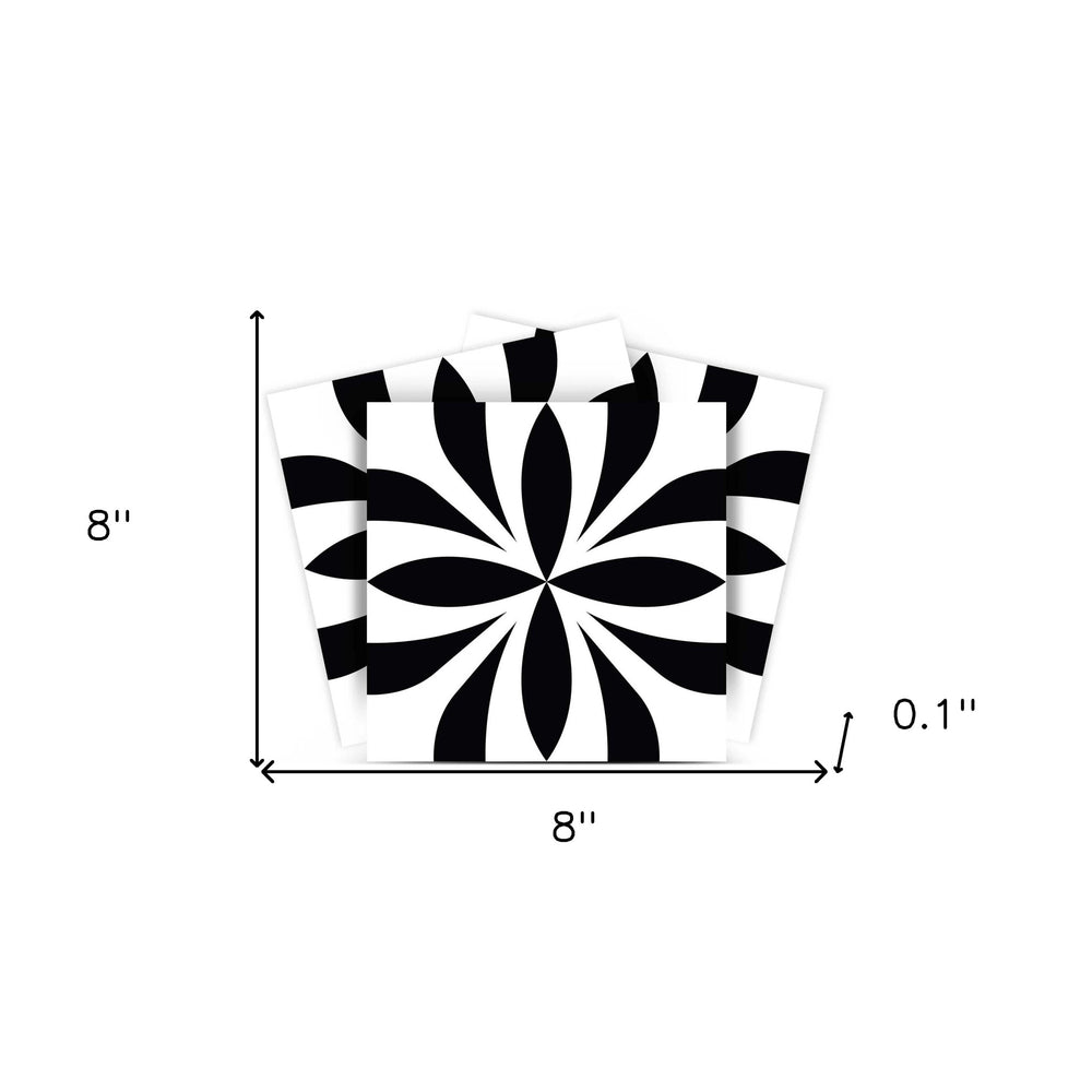 8" X 8" Black and White Colla Peel and Stick Removable Tiles - Homeroots